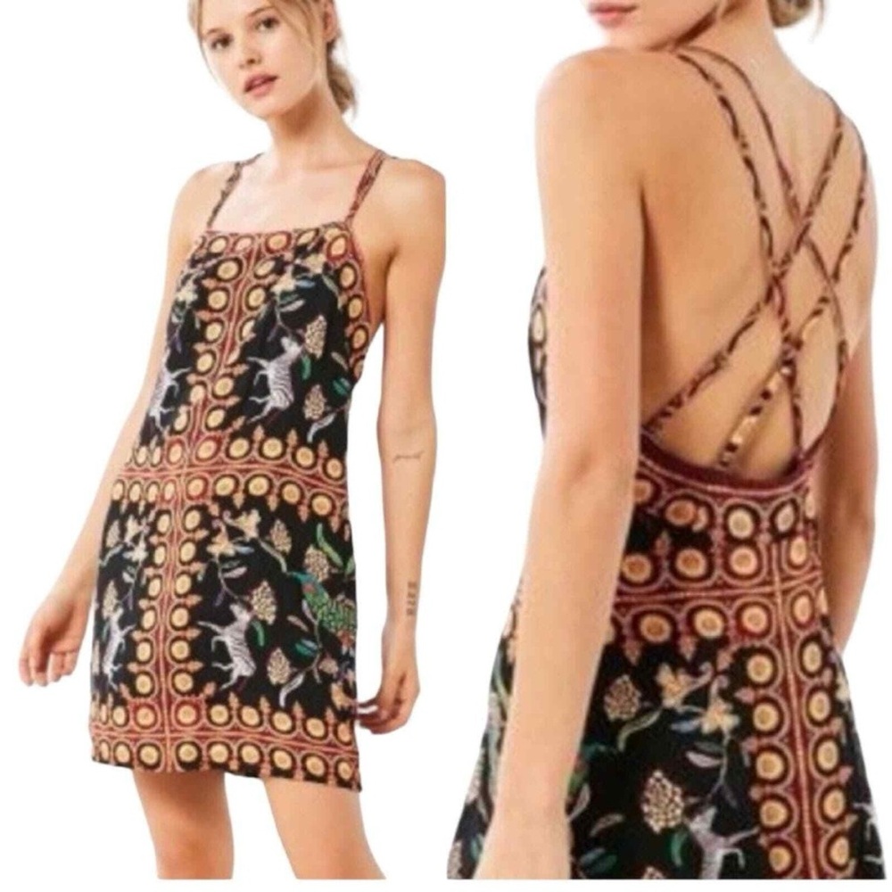 Urban Outfitters Black Floral & Geometric Mini Dress